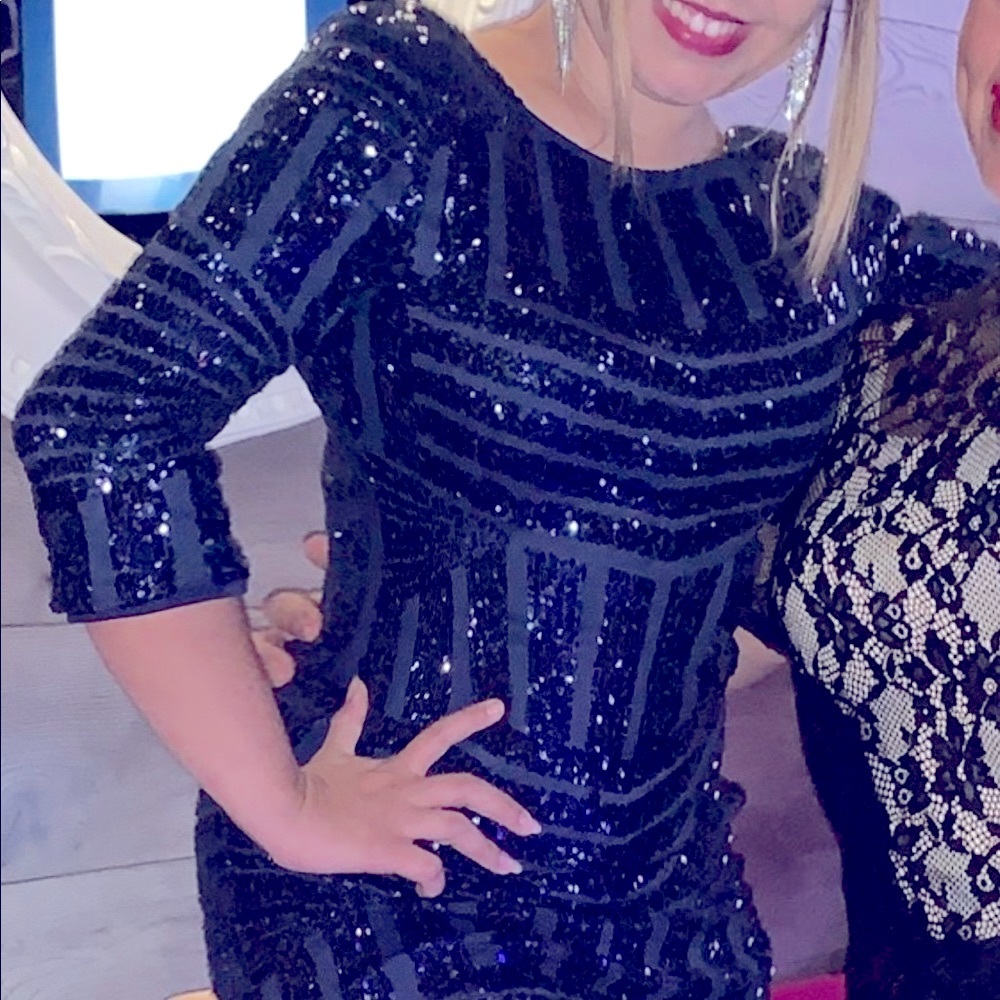 Navy blue sequence dress
